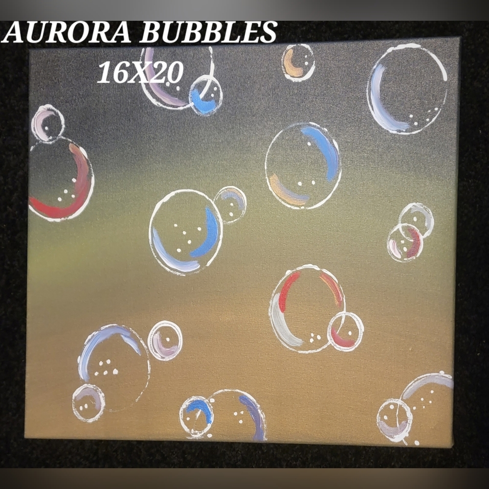 Aurora Bubbles Hand Painted Canvas